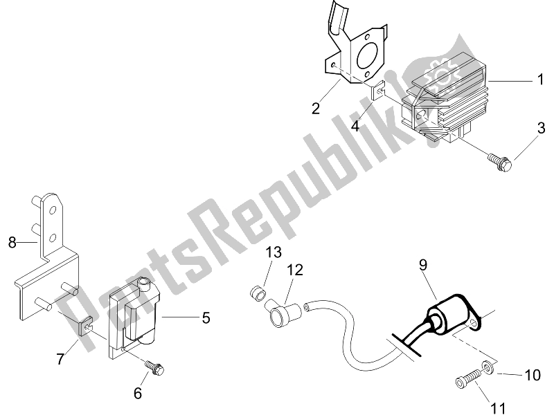 Wszystkie części do Regulatory Napi? Cia - Elektroniczne Jednostki Steruj? Ce (ecu) - H. T. Cewka Piaggio Liberty 125 4T PTT E3 A 2007