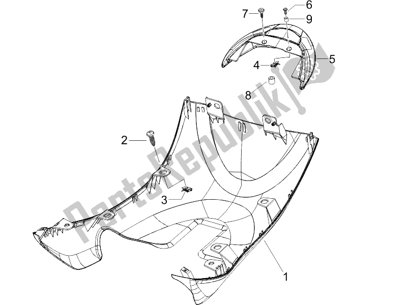 Toutes les pièces pour le Couvercle Latéral - Spoiler du Piaggio ZIP 50 2T 2009