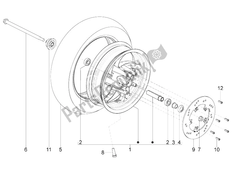 Todas las partes para Rueda Delantera de Piaggio Typhoon 125 4T 2V E3 USA 2011