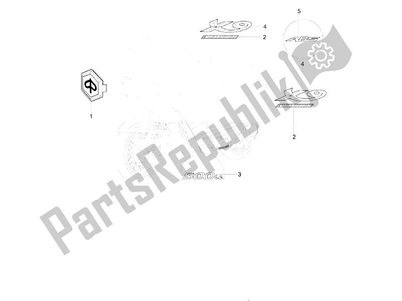 Toutes les pièces pour le Plaques - Emblèmes du Piaggio X9 500 Evolution ABS 2 2006