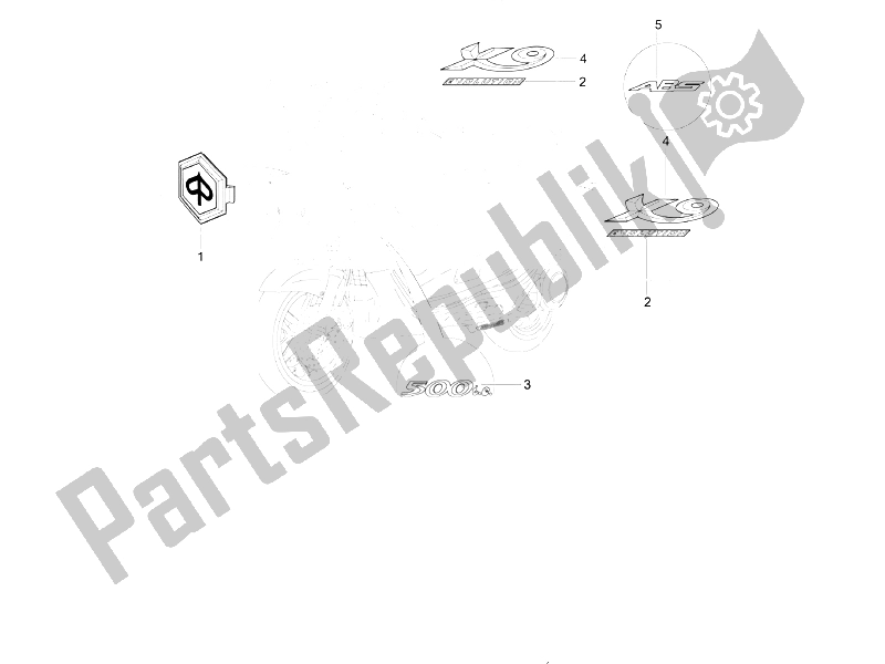 All parts for the Plates - Emblems of the Piaggio X9 500 Evolution ABS 2 2006