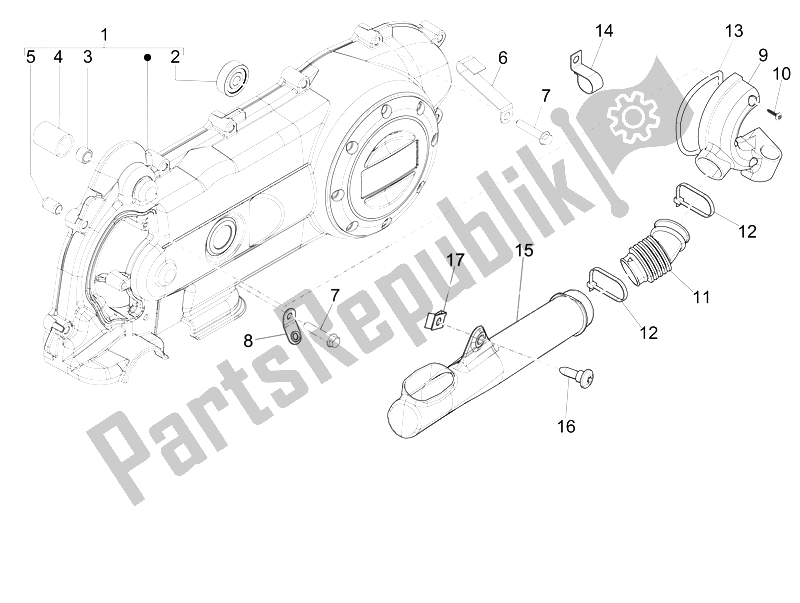 Tutte le parti per il Coperchio Del Carter - Raffreddamento Del Carter del Piaggio FLY 50 4T 4V USA 1 2014