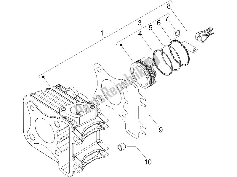 Toutes les pièces pour le Unité Cylindre-piston-axe De Poignet du Piaggio Liberty 50 4T 2005