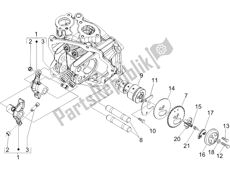 Toutes les pièces pour le Leviers à Bascule Support Unité du Piaggio X8 150 Street Euro 2 2006