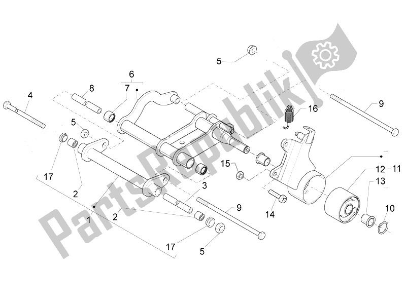 Toutes les pièces pour le Bras Oscillant du Piaggio FLY 50 4T 4V USA 2 2014