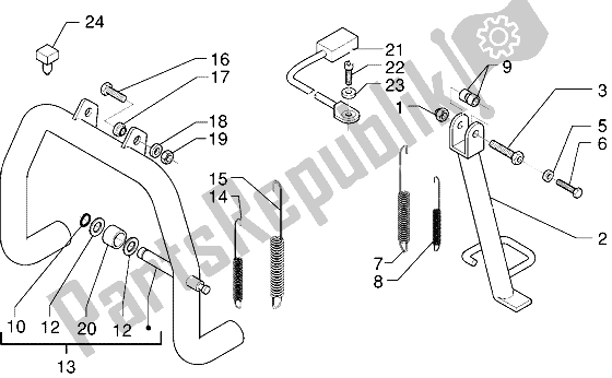 All parts for the Stand of the Piaggio X9 125 2000