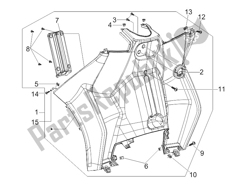 Todas las partes para Guantera Frontal - Panel De Rodilleras de Piaggio MP3 400 RL Touring 2011