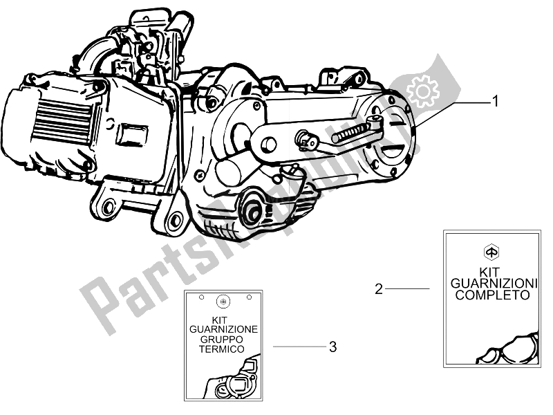 All parts for the Engine, Assembly of the Piaggio FLY 150 4T 2006