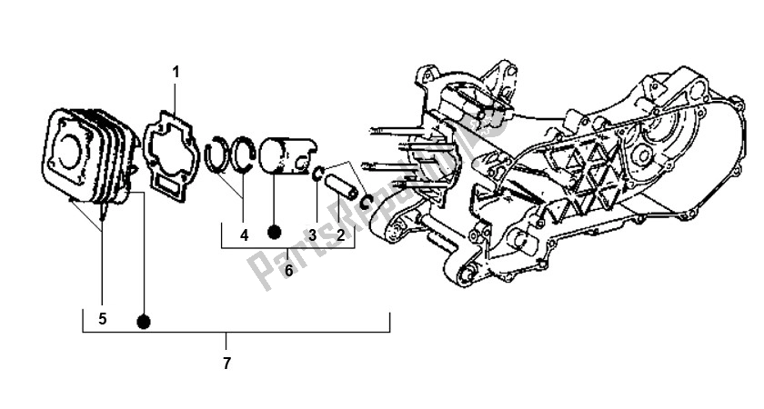 All parts for the Cylinder of the Piaggio 2000 2T AC ZIP 50 2000 - 2010