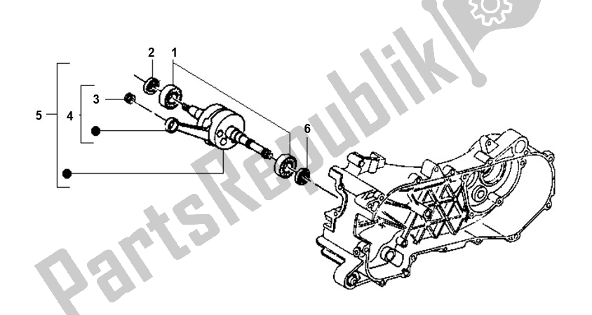 All parts for the Crankshaft of the Piaggio 2000 2T AC ZIP 50 2000 - 2010