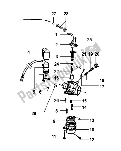 Alle onderdelen voor de Carburateur Delen van de Piaggio 2000 2T AC ZIP 50 2000 - 2010