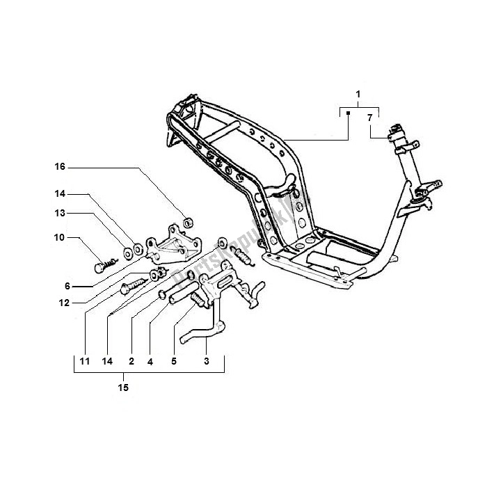 Toutes les pièces pour le Middenstandaard / Frame du Piaggio 2000 2T AC ZIP 50 2000 - 2010