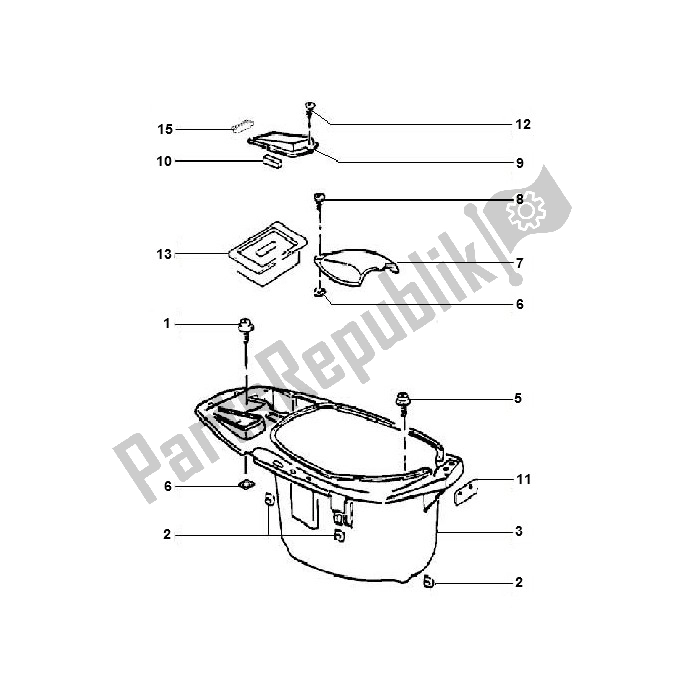 All parts for the Helmbak of the Piaggio 2000 2T AC ZIP 50 2000 - 2010