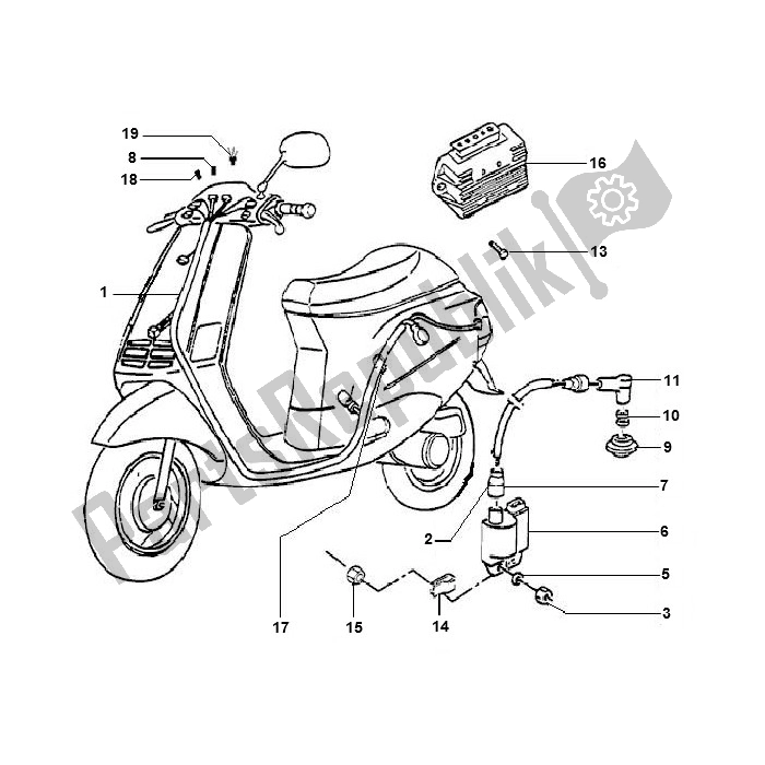 All parts for the Electrisch of the Piaggio 2000 2T AC ZIP 50 2000 - 2010