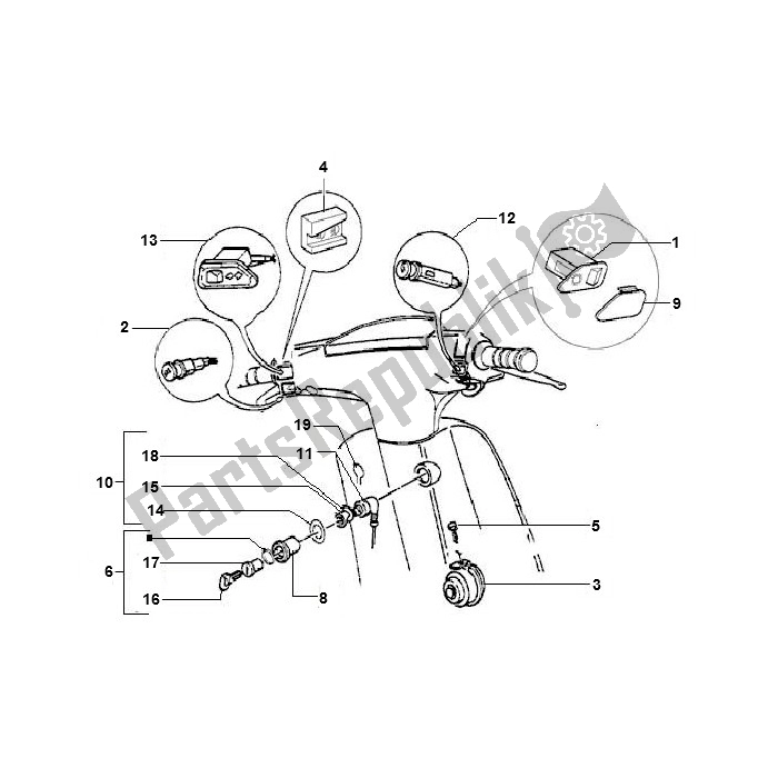 All parts for the Electrische Delen of the Piaggio 2000 2T AC ZIP 50 2000 - 2010