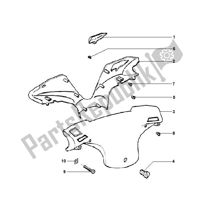 All parts for the Stuurkap of the Piaggio 2000 2T AC ZIP 50 2000 - 2010