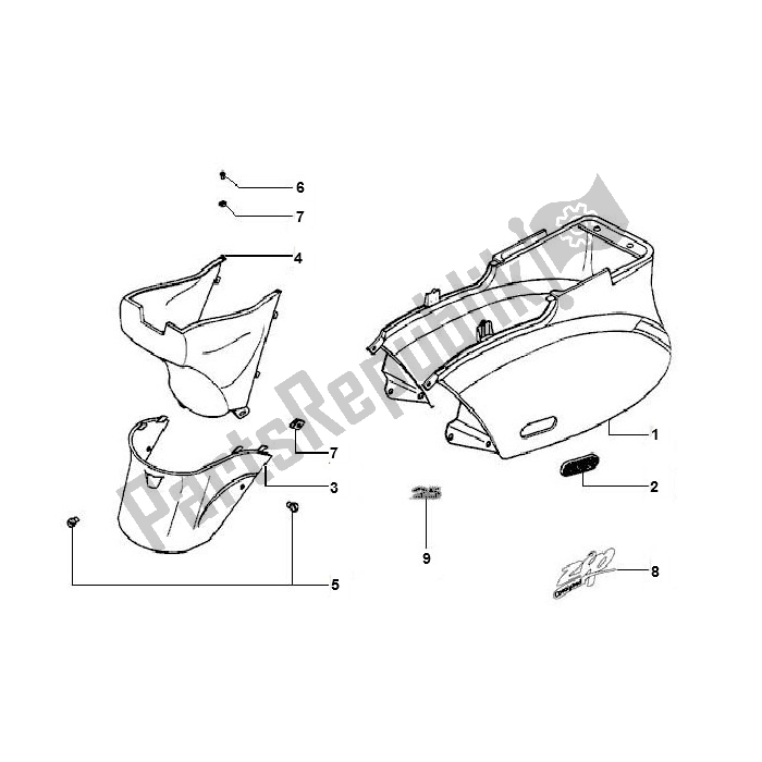 All parts for the Motorscherm of the Piaggio 2000 2T AC ZIP 50 2000 - 2010