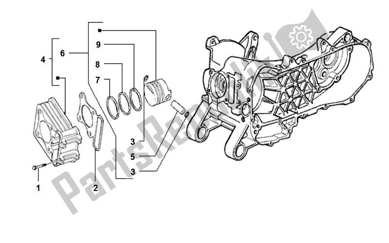 Tutte le parti per il Cilindro del Piaggio 2000 4T AC T M 2005 ZIP 50 2000 - 2010