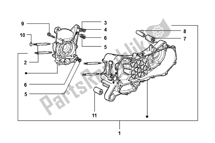 Todas as partes de Bloco Do Motor do Piaggio 2000 4T AC T M 2005 ZIP 50 2000 - 2010