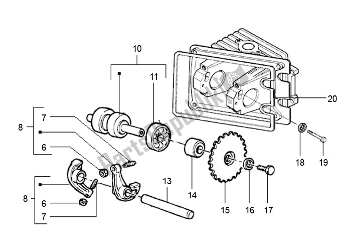 Tutte le parti per il Albero A Camme del Piaggio 2000 4T AC T M 2005 ZIP 50 2000 - 2010