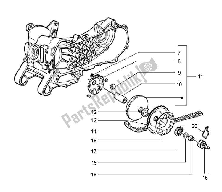 Todas las partes para Variateur de Piaggio 2000 4T AC T M 2005 ZIP 50 2000 - 2010