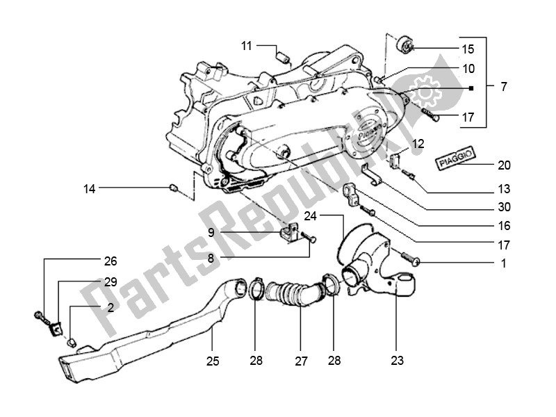 Tutte le parti per il Coperchio Frizione del Piaggio 2000 4T AC T M 2005 ZIP 50 2000 - 2010