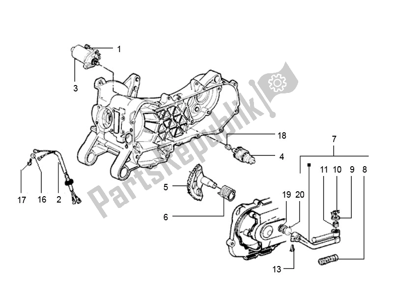 Todas las partes para Motor De Arranque de Piaggio 2000 4T AC T M 2005 ZIP 50 2000 - 2010