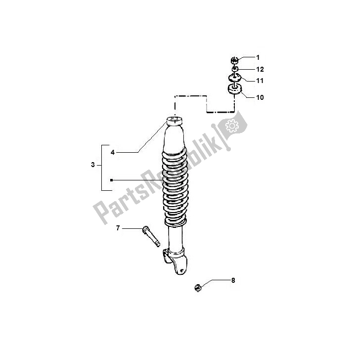 All parts for the Schokbreker of the Piaggio 2000 4T AC T M 2005 ZIP 50 2000 - 2010