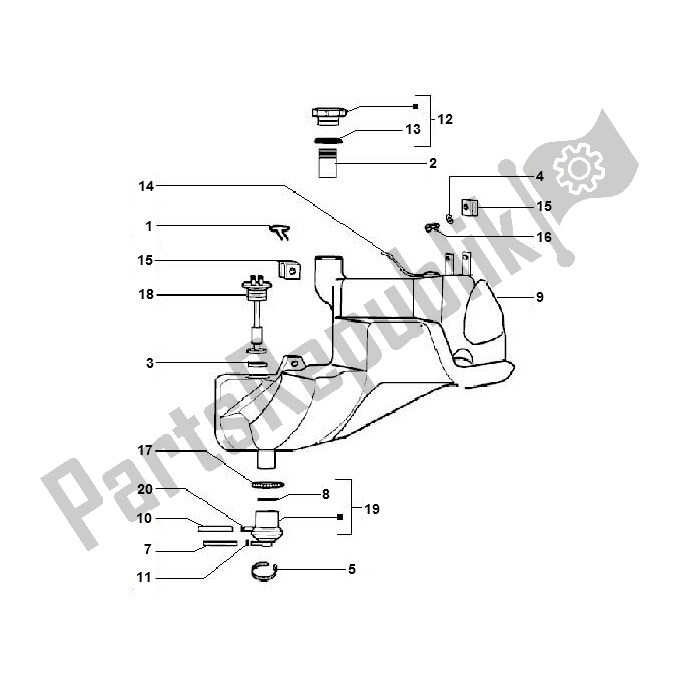 Tutte le parti per il Serbatoio Di Carburante del Piaggio 2000 4T AC T M 2005 ZIP 50 2000 - 2010