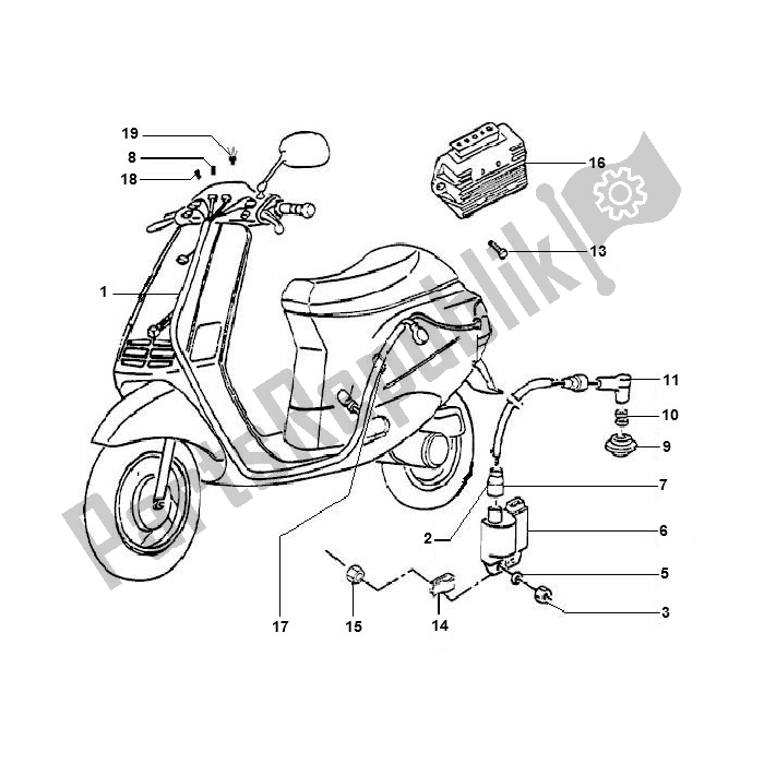 Tutte le parti per il Electrisch del Piaggio 2000 4T AC T M 2005 ZIP 50 2000 - 2010