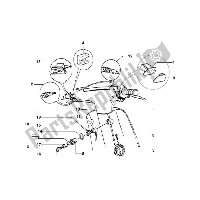 All parts for the Electrische Delen of the Piaggio 2000 4T AC T M 2005 ZIP 50 2000 - 2010