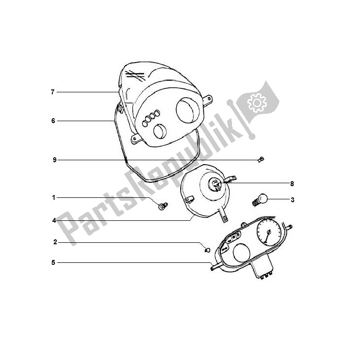 All parts for the Cockpit of the Piaggio 2000 4T AC T M 2005 ZIP 50 2000 - 2010
