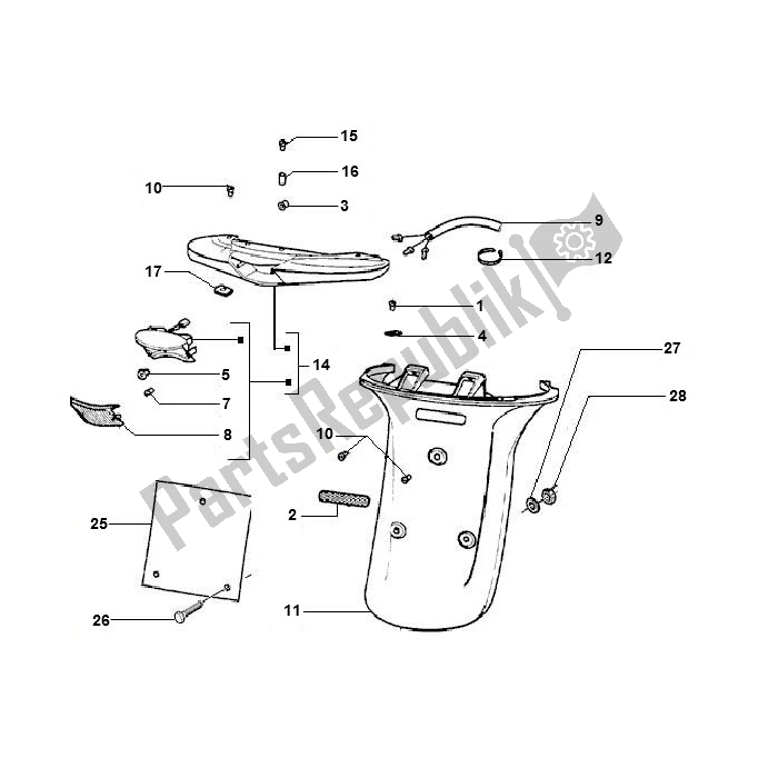 Tutte le parti per il Fanale Posteriore del Piaggio 2000 4T AC T M 2005 ZIP 50 2000 - 2010