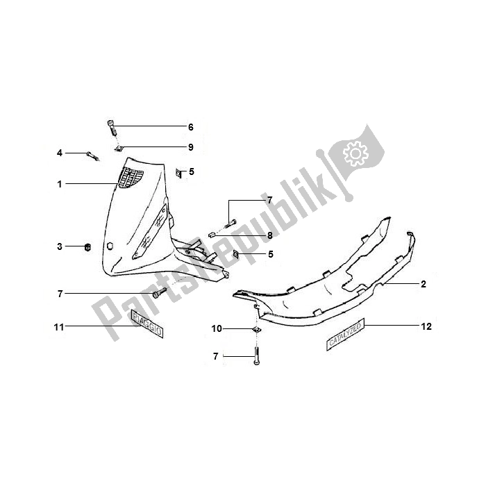 Tutte le parti per il Voorscherm / Onderspoiler del Piaggio 2000 4T AC T M 2005 ZIP 50 2000 - 2010