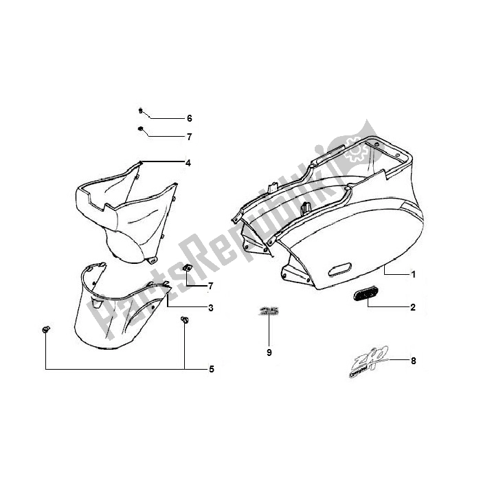 Wszystkie części do Motorscherm Piaggio 2000 4T AC T M 2005 ZIP 50 2000 - 2010