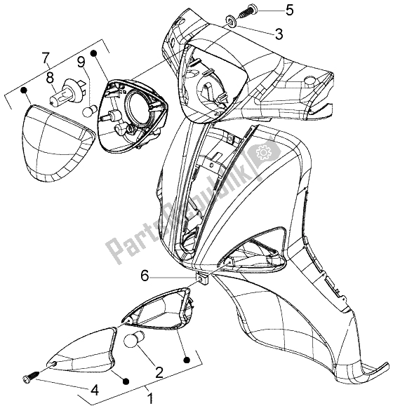 Todas as partes de Luzes Dianteiras do Piaggio Liberty 50 4T RST Delivery 2004