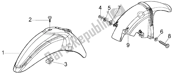 Tutte le parti per il Parafango Anteriore E Posteriore del Piaggio Liberty 50 4T RST Delivery 2004