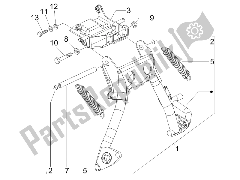 All parts for the Stand/s of the Piaggio FLY 50 2T 2010