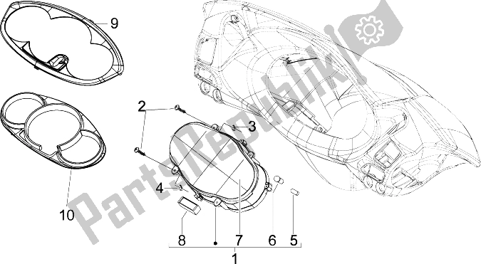 Tutte le parti per il Quadro Strumenti-quadro Comandi del Piaggio X7 125 IE Euro 3 2009