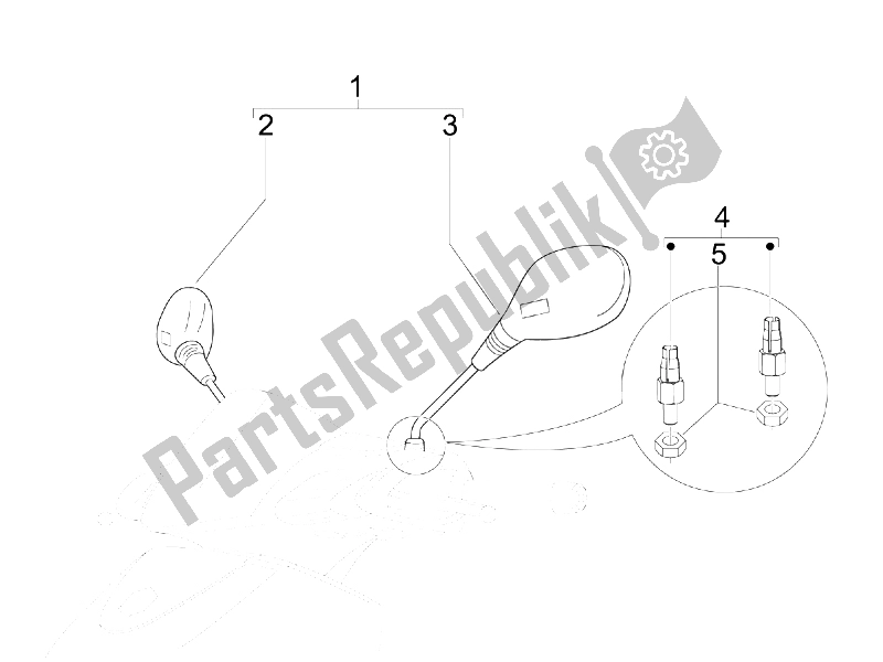 All parts for the Driving Mirror/s of the Piaggio Carnaby 250 4T IE E3 2008