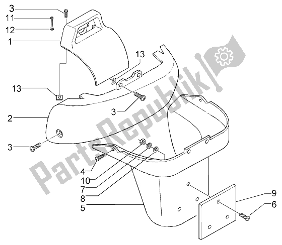 Todas las partes para Revestimientos Traseros de Piaggio X9 125 Evolution 2006