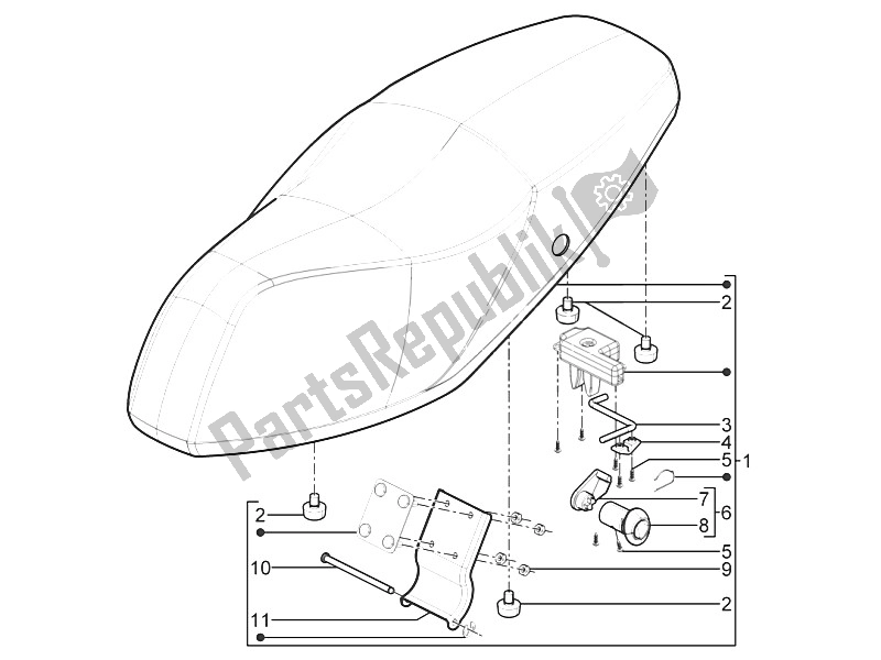 Toutes les pièces pour le Selle / Sièges - Rouleau D'outils du Piaggio Typhoon 50 2T E3 CH 2011