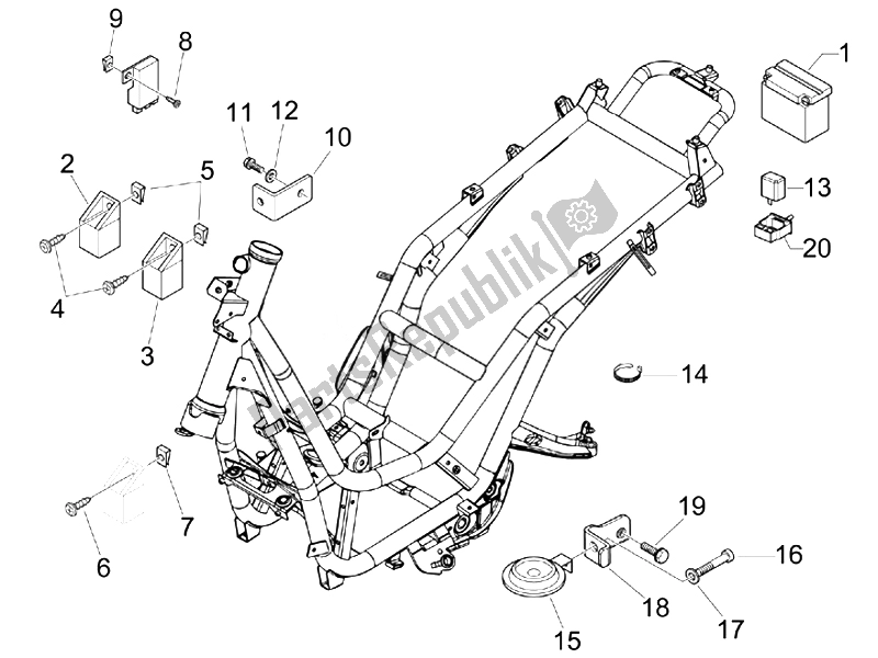 All parts for the Remote Control Switches - Battery - Horn of the Piaggio Beverly 250 Tourer E3 2007