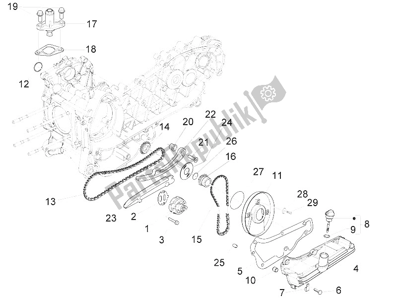 Todas las partes para Bomba De Aceite de Piaggio Liberty 150 4T 2V IE E3 Vietnam 2011