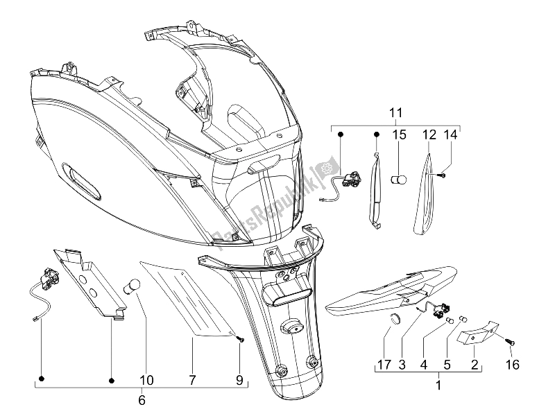 Toutes les pièces pour le Phares Arrière - Clignotants du Piaggio ZIP 50 4T 25 KMH 2006