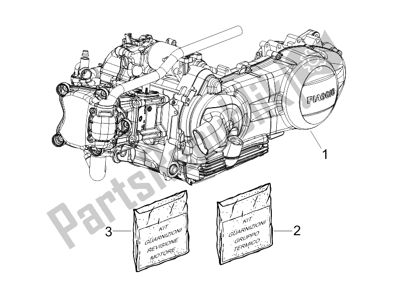 All parts for the Engine, Assembly of the Piaggio X7 250 IE Euro 3 2008