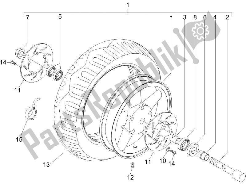 Toutes les pièces pour le Roue Avant du Piaggio X9 125 Evolution Potenziato UK 2006