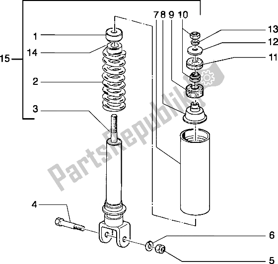 Tutte le parti per il Ammortizzatore Posteriore del Piaggio Typhoon 50 1999