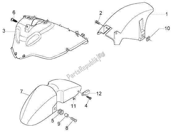 Toutes les pièces pour le Compartiment De Roue-garde-boue du Piaggio X8 125 2004