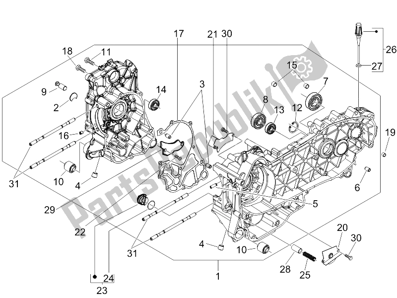 Todas las partes para Caja Del Cigüeñal de Piaggio Liberty 125 4T Sport E3 2006